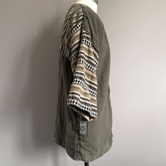 Zara Khaki Green Embroidered Open Kimono Robe Jacket - S/M 🇪🇸 - Picture 4 of 9